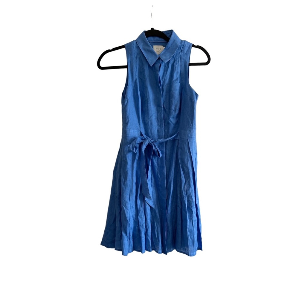 ANTHRO x HD IN PARIS Sky Blue Linen Shirt Dress US 2P